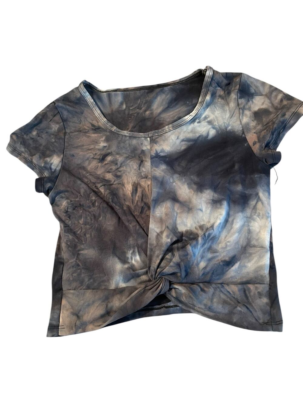 New Fashion Girls Gray Tie Dye Short Sleeve Crop Top Youth Size Large/XL